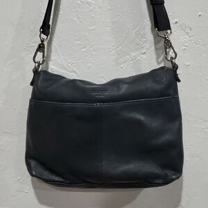 Margo Multi Compartment Fold Top Genuine Leather Shoulder Bag In Black